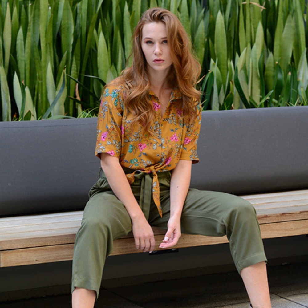 Mustard Floral Top
